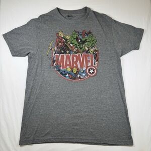 Marvel‎ Comics Retro Old School Super Hero Collage Heather Gray T-Shirt Men's L